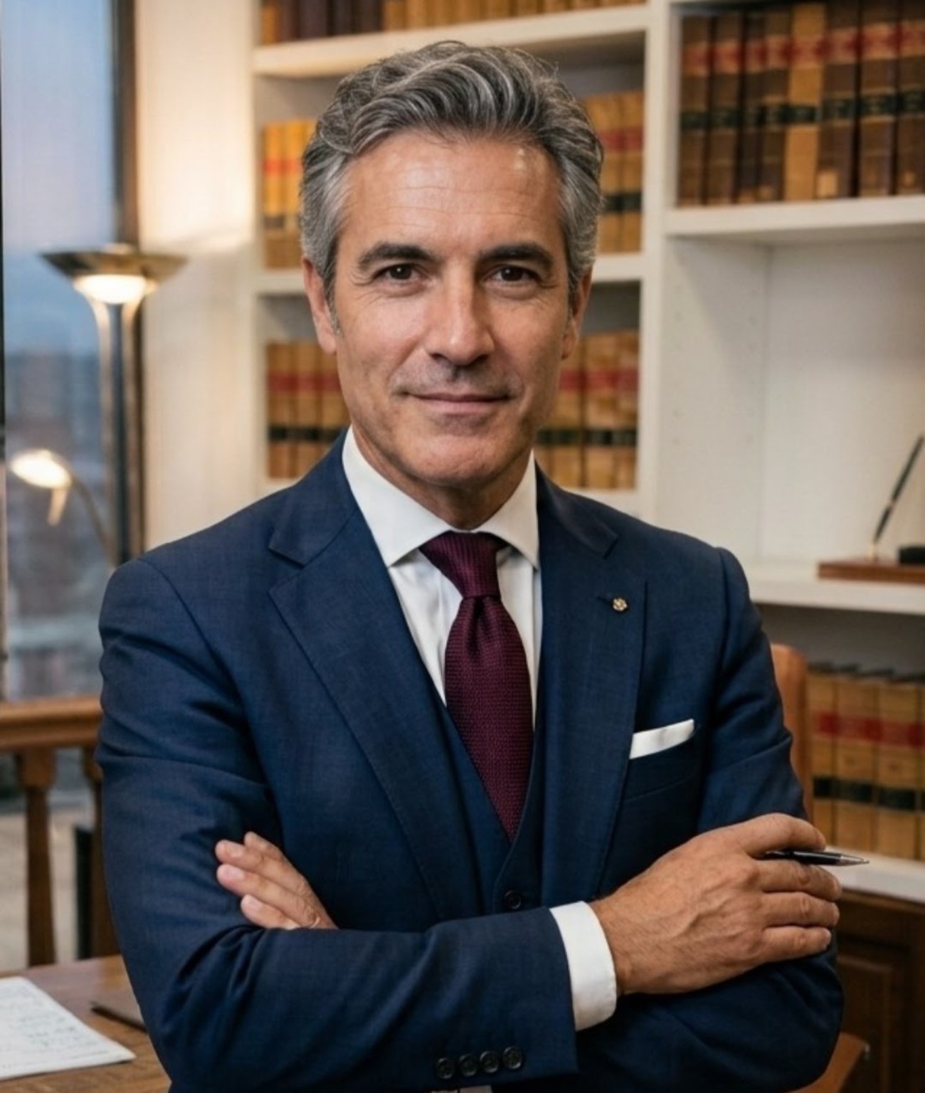 Profesional en una biblioteca jurídica